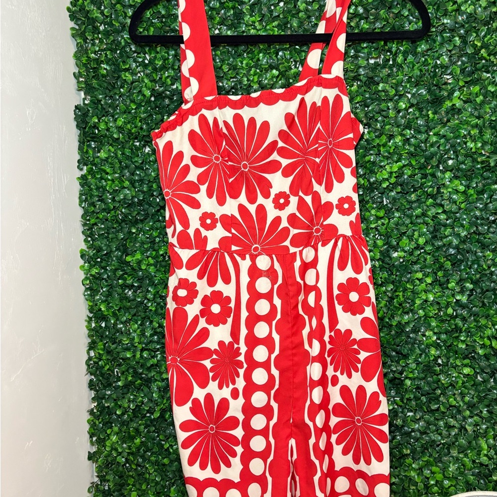 Floral Red and White Jumpsuit